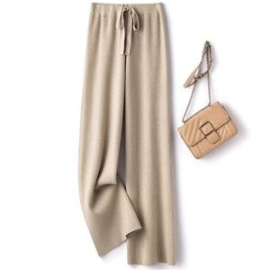 NEW Camel Ribbed High Waist Drawstring Wide Leg Lounge Pants